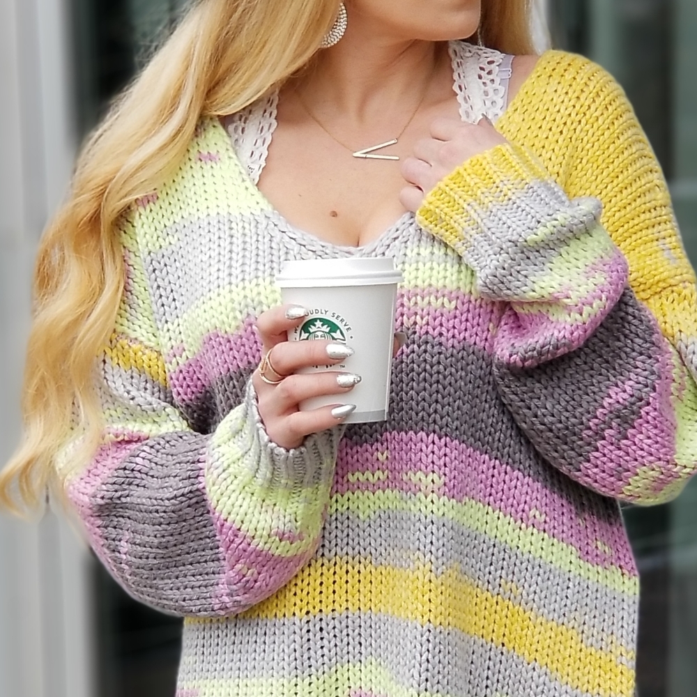 Staycation Oversized Multi Color Sweater - Picture 4 of 5
